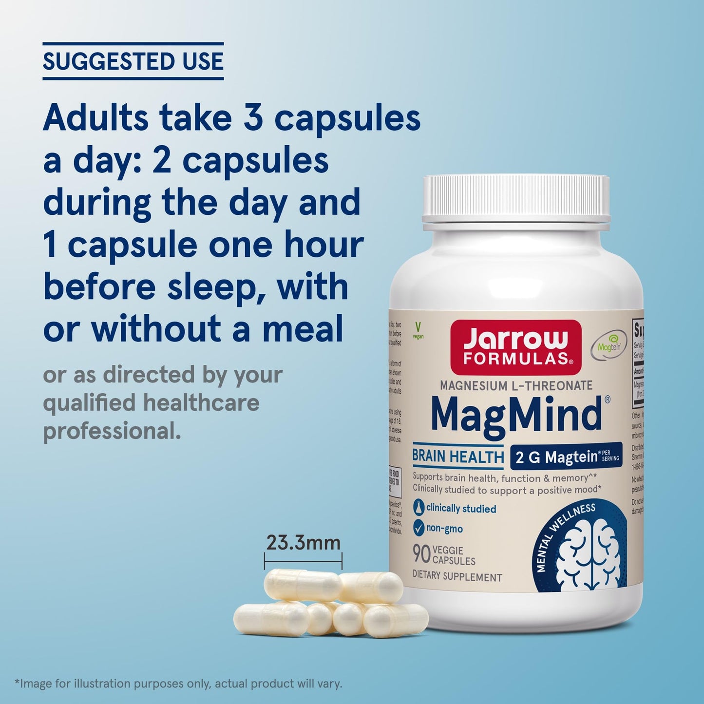 Jarrow Formulas Magnesium L-Threonate, MagMind Magtein Brain Supplements for Memory Support, 90 Veggie Capsules, Up to a 30 Day Supply - Nirvana Guru