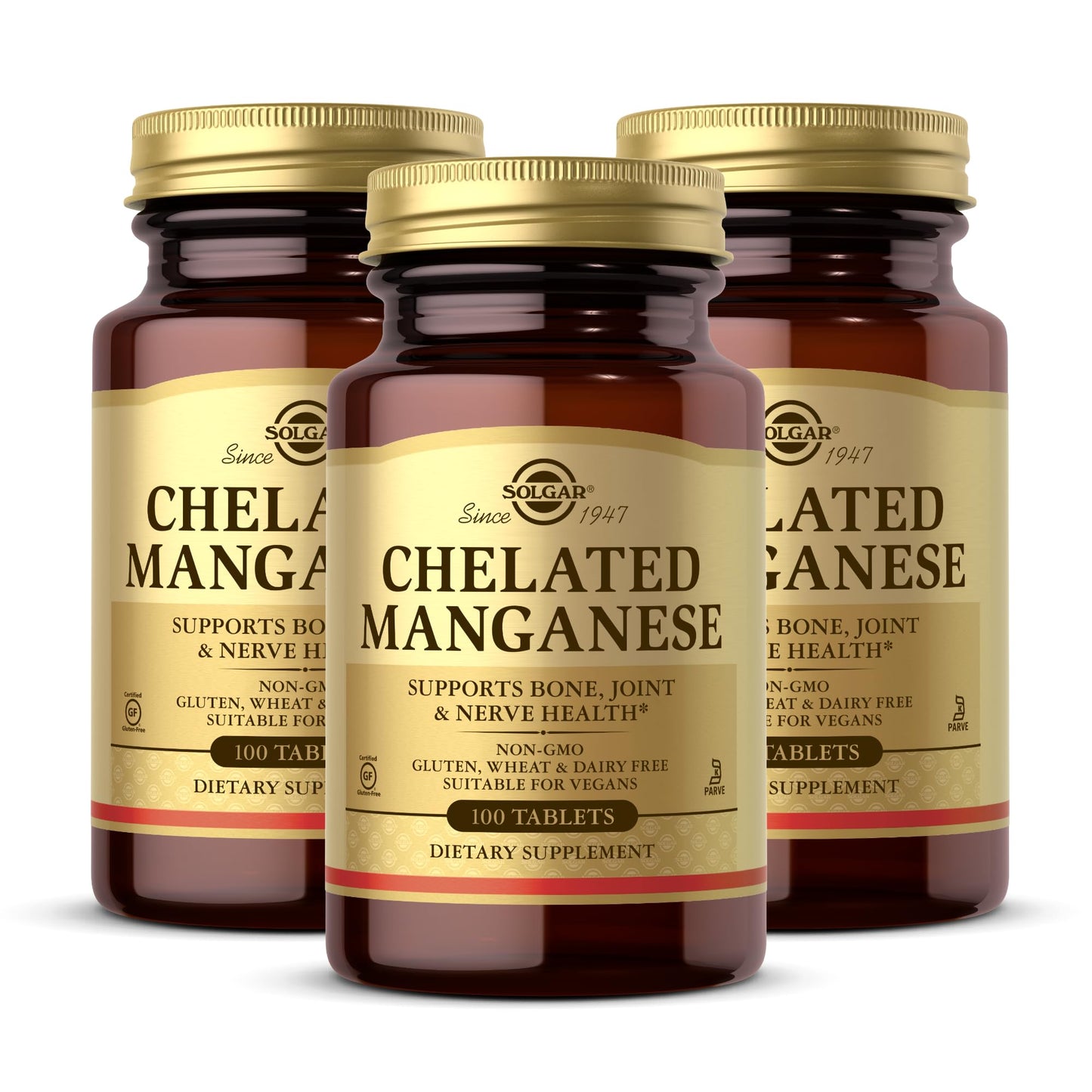 Solgar Chelated Manganese - 100 Tablets - Supports Bone, Joint & Nerve Health - Non-GMO, Vegan, Gluten Free, Dairy Free, Kosher - 100 Servings Nirvana Guru