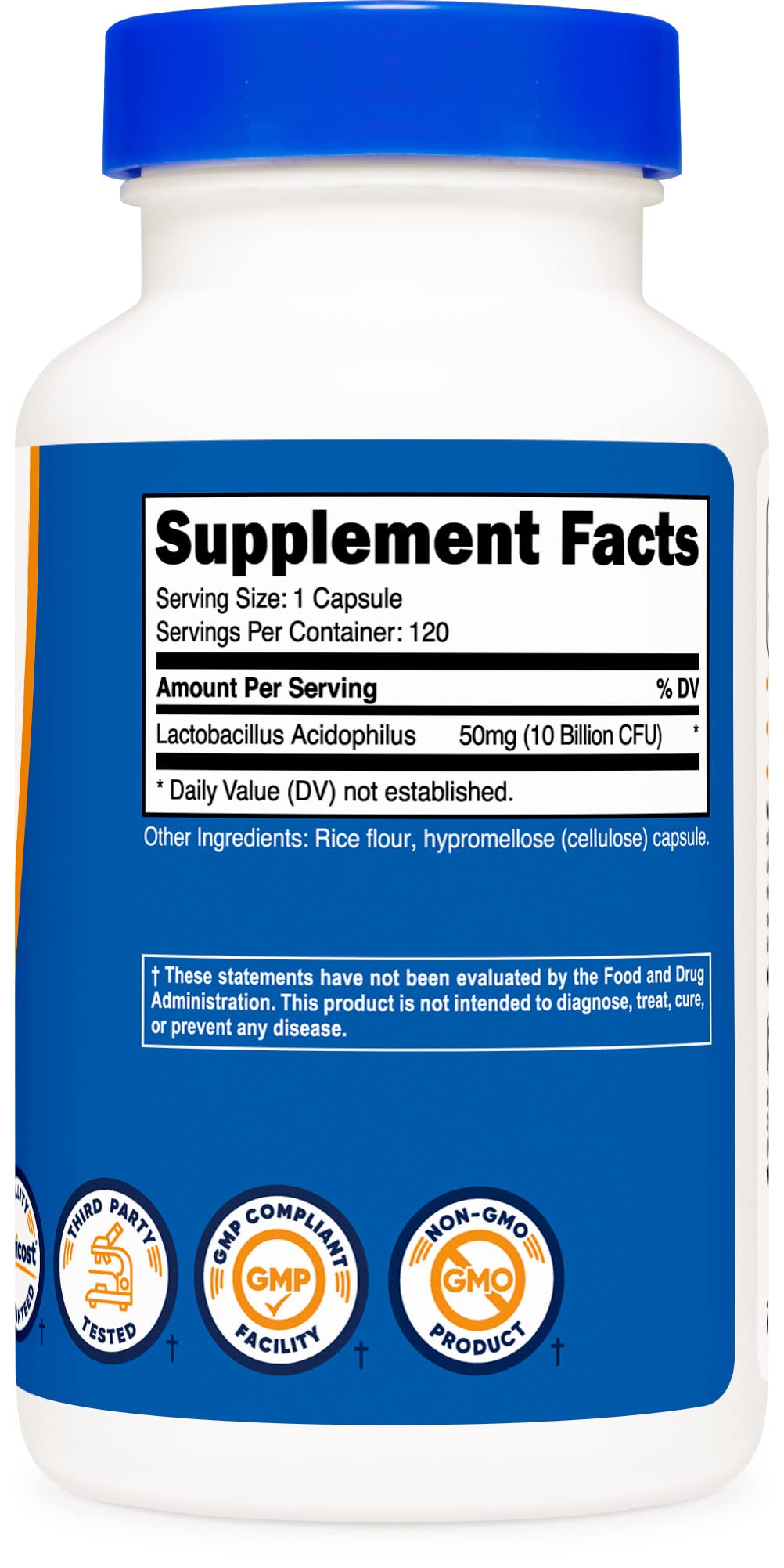 Nutricost Lactobacillus Acidophilus 10 Billion CFU, 120 Vegetarian Capsules - Nirvana Guru