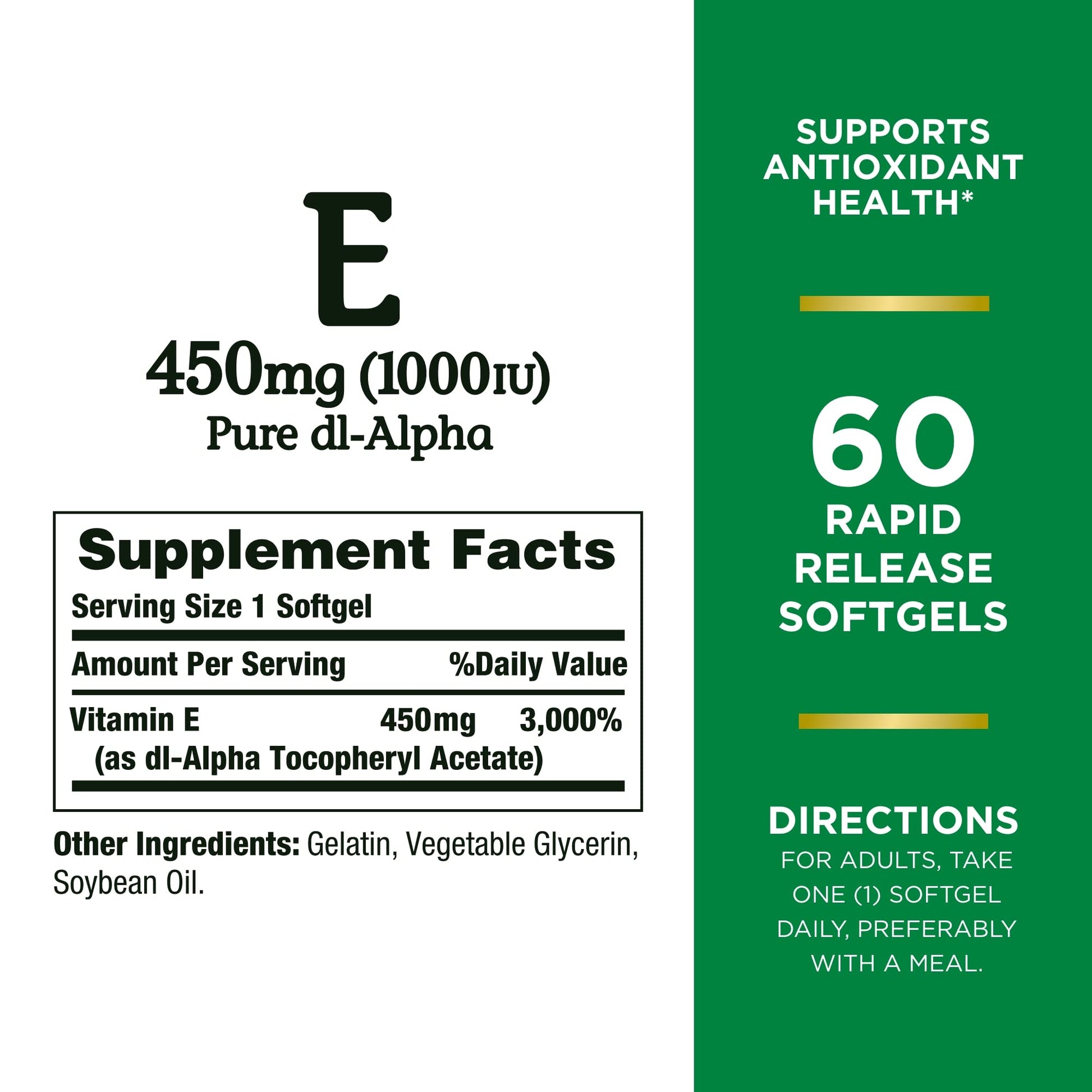 Nature's Bounty Vitamin E 1000 IU Softgels, Supports Antioxidant Health & Immune System, 1 Pack, 60 Softgels Nirvana Guru