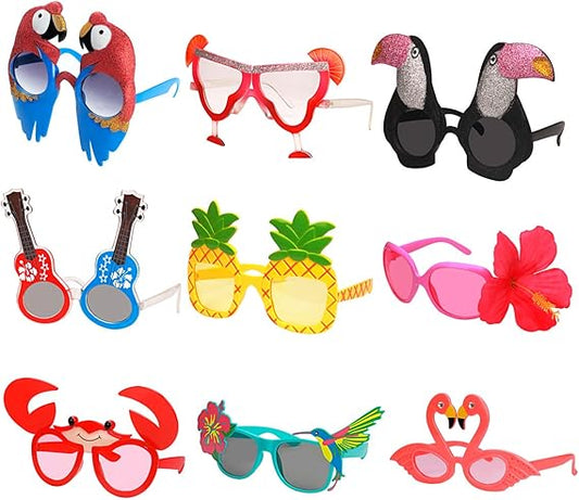 Ocean Line Luau Party Sunglasses - 9 Pairs Funny Hawaiian Glasses, Tropical Fancy Dress Props, Fun Summer Kids Party Favors, Beach Themed Party Supplies Decoration nirvanaguru