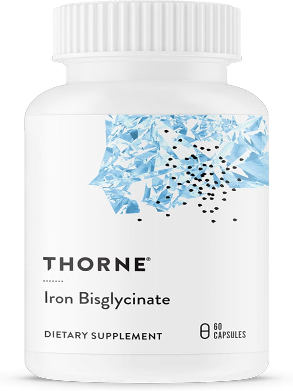 THORNE Iron Bisglycinate - 25 mg Iron Supplement for Enhanced Absorption Without Gastrointestinal Side Effects* - NSF Certified for Sport - Gluten-Free - 60 Capsules - Nirvana Guru