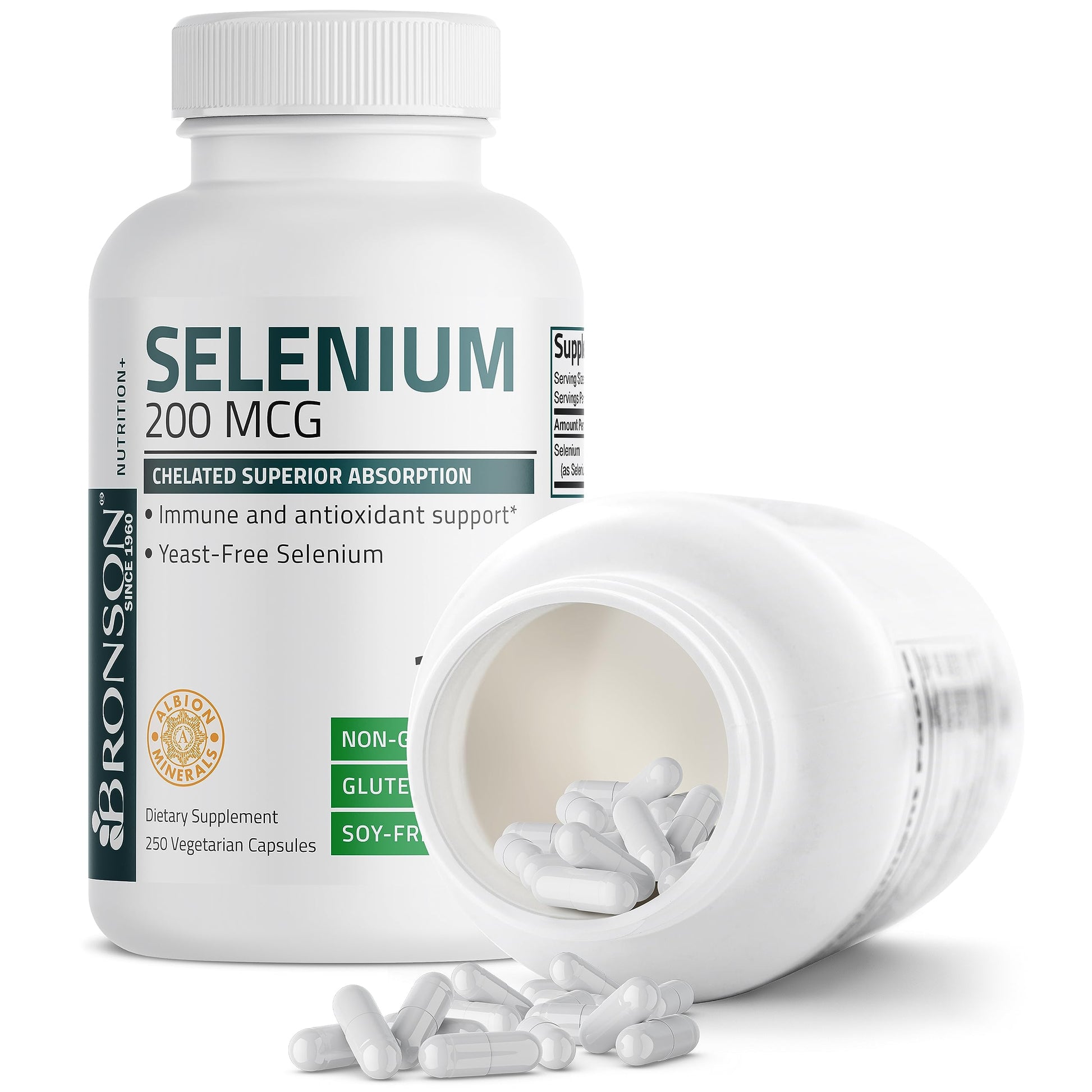 Bronson Selenium 200 mcg – Yeast Free Chelated Amino Acid Complex - Essential Trace Mineral with Superior Absorption, 250 Vegetarian Capsules Nirvana Guru