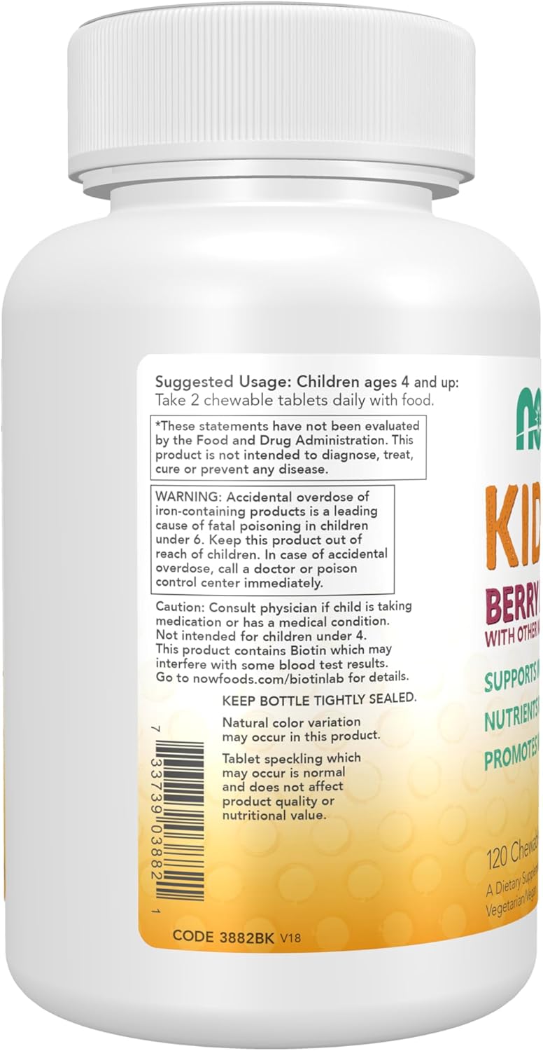 NOW Kids Supplements, Kid Vits Multivitamin, Berry Lemonade Flavor, 120 Chewable Tablets - Nirvana Guru