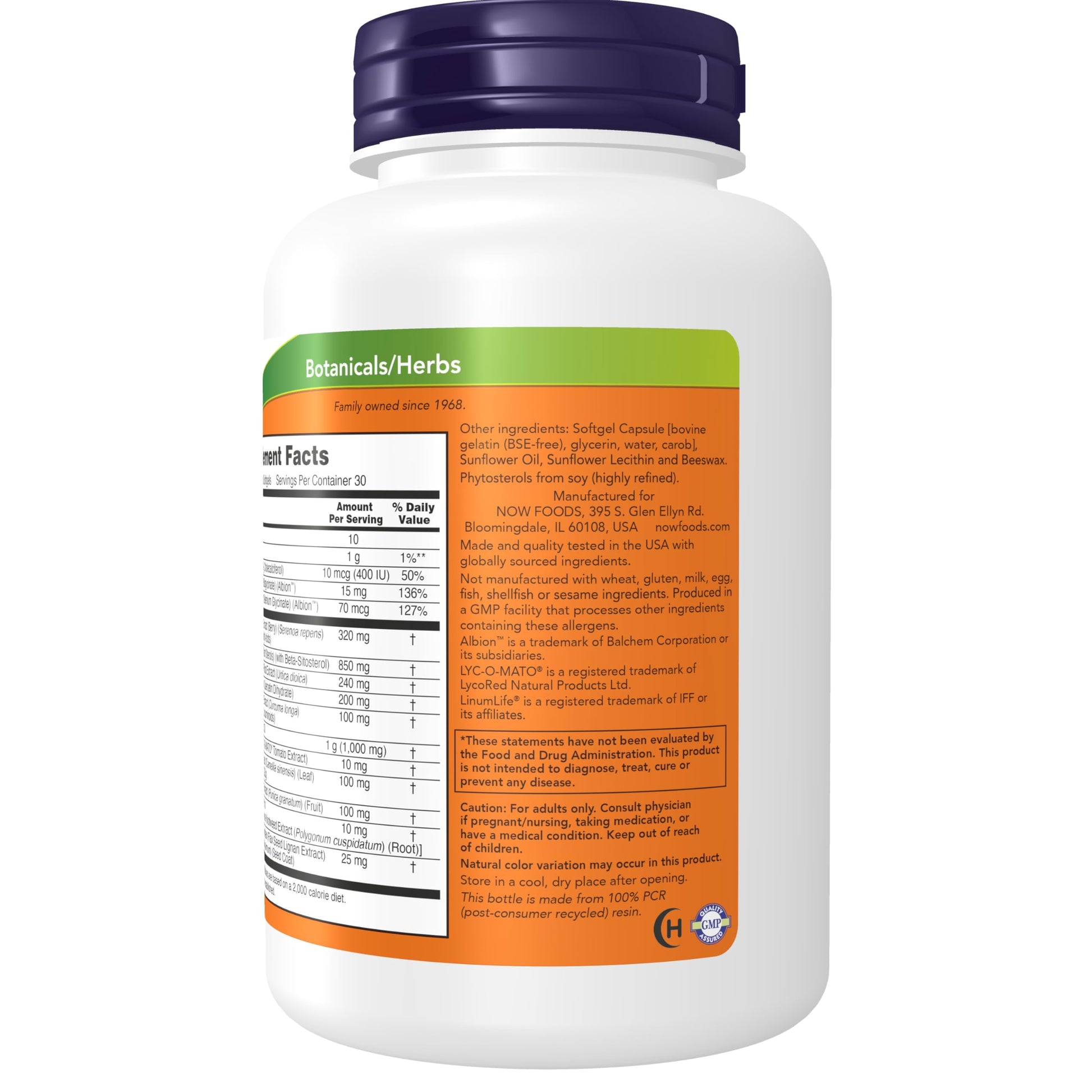 NOW Foods Supplements, Prostate Health, Clinical Strength Saw Palmetto, Beta-Sitosterol & Lycopene, 180 Softgels - Nirvana Guru