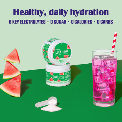 Ultima Replenisher Daily Electrolyte Powder Drink Mix – Sugar Free – Watermelon, 30 Servings – Hydration Powder with 6 Key Electrolytes and Trace Minerals – Keto Friendly, Vegan, Non-GMO - Nirvana Guru