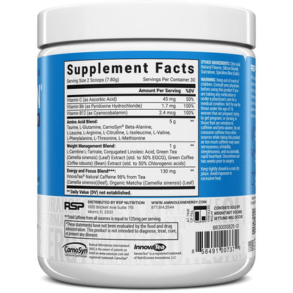 RSP NUTRITION AminoLean Pre Workout Powder, Amino Energy & Weight Management with Vegan BCAA Amino Acids, Natural Caffeine, Preworkout Boost for Men & Women, 30 Serv, Pink Lemonade… Nirvana Guru