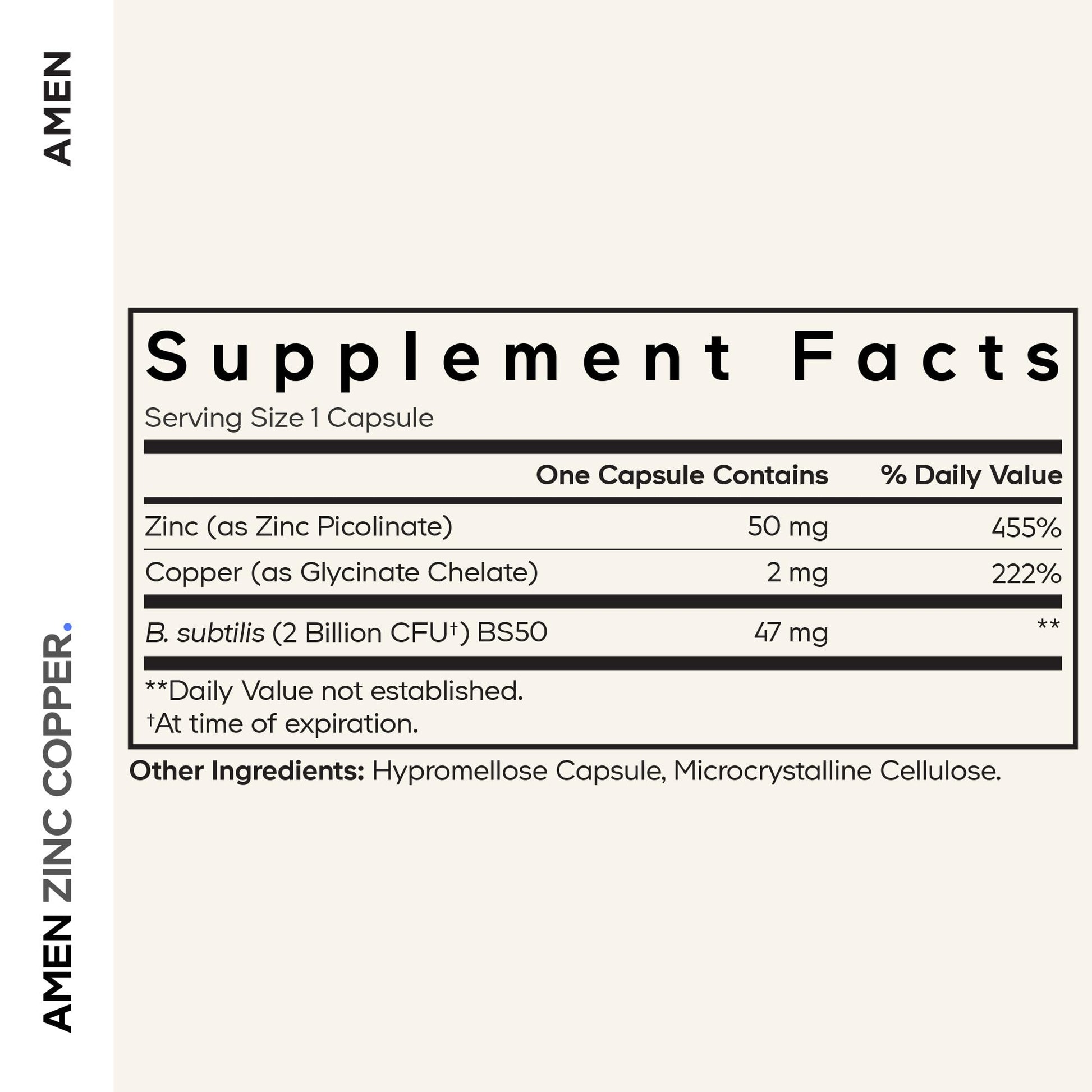 Amen Zinc & Copper Supplement + Probiotics, 3 Months Supply, One Per Day - 50 mg Zinc Picolinate Vitamin Pills - Essential Minerals Supplements – 2 Billion CFUs Probiotic – Vegan, Non-GMO, 90 Capsules Nirvana Guru