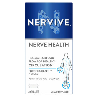 Nervive Nerve Health, with Alpha Lipoic Acid, to Fortify Nerve Health and Function in Fingers, Hands, Toes, & Feet*, and Support Healthy Circulation, ALA, Vitamins B12, B6, & B1, 30 Tablets Nirvana Guru
