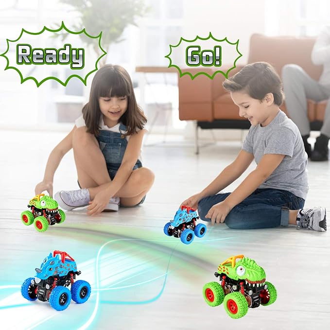 LODBY Dinosaur Toys for 2 3 4 5 Year Old Boys - Monster Truck Toys for Toddlers Boys Ages 2-4-6 - Push and Go Cars Dinosaur Toys for Kids 3-5 Year Old Boy Christmas Birthday Gifts nirvanaguru