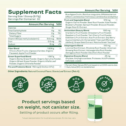 Bloom Nutrition Greens and Superfoods Powder for Digestive Health, Greens Powder, Digestive Enzymes, Probiotics, Spirulina, Chlorella for Bloating & Gut Support, Green Juice, 30 SVG, Strawberry Kiwi
