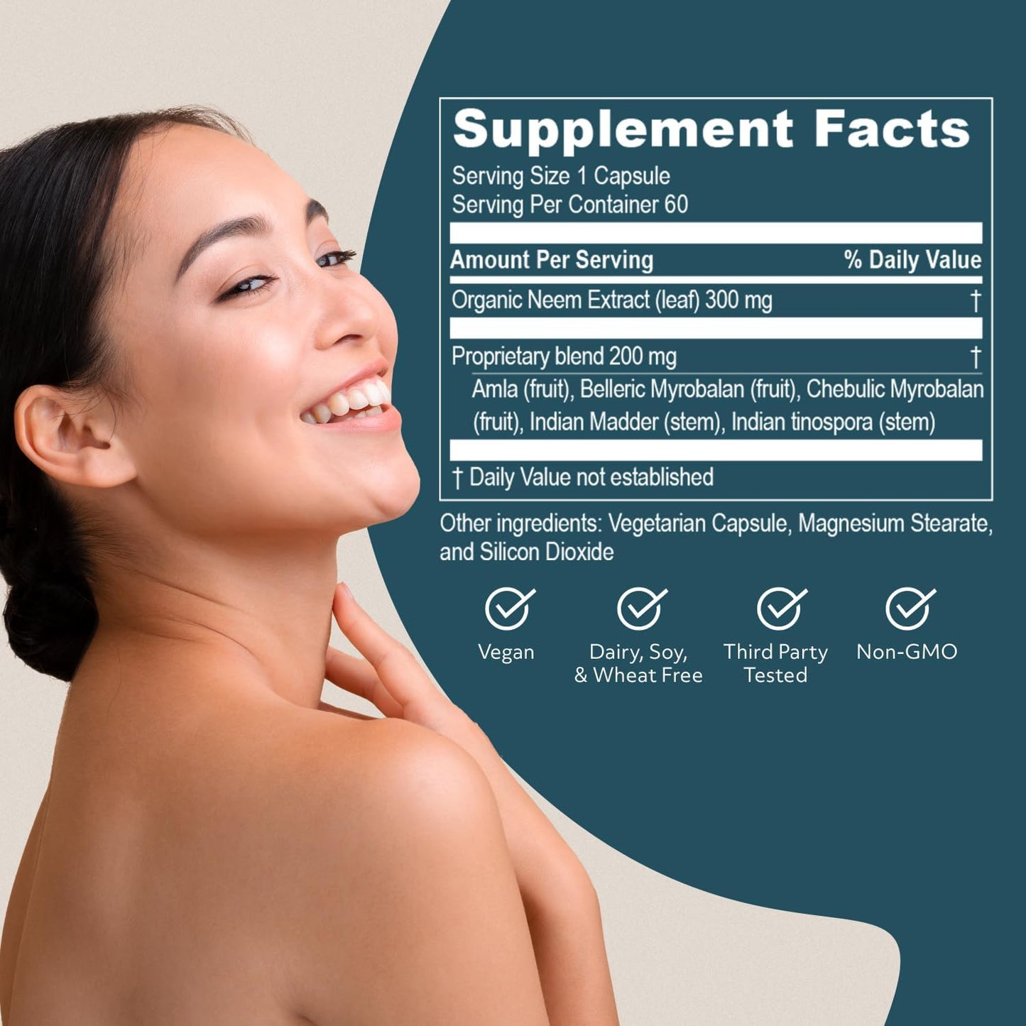 ruved SkinTrio - Neem Pills, Neem Supplement, Neem Capsules with Organic Neem Extract & Amla for Acne, Clear Skin Supplement - 60 Vegetarian Capsules (1 Count) Nirvana Guru