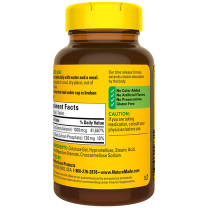 Nature Made Vitamin B12 1000 mcg, Dietary Supplement For Energy Metabolism Support, 160 Time Release Tablets, 160 Day Supply - Nirvana Guru