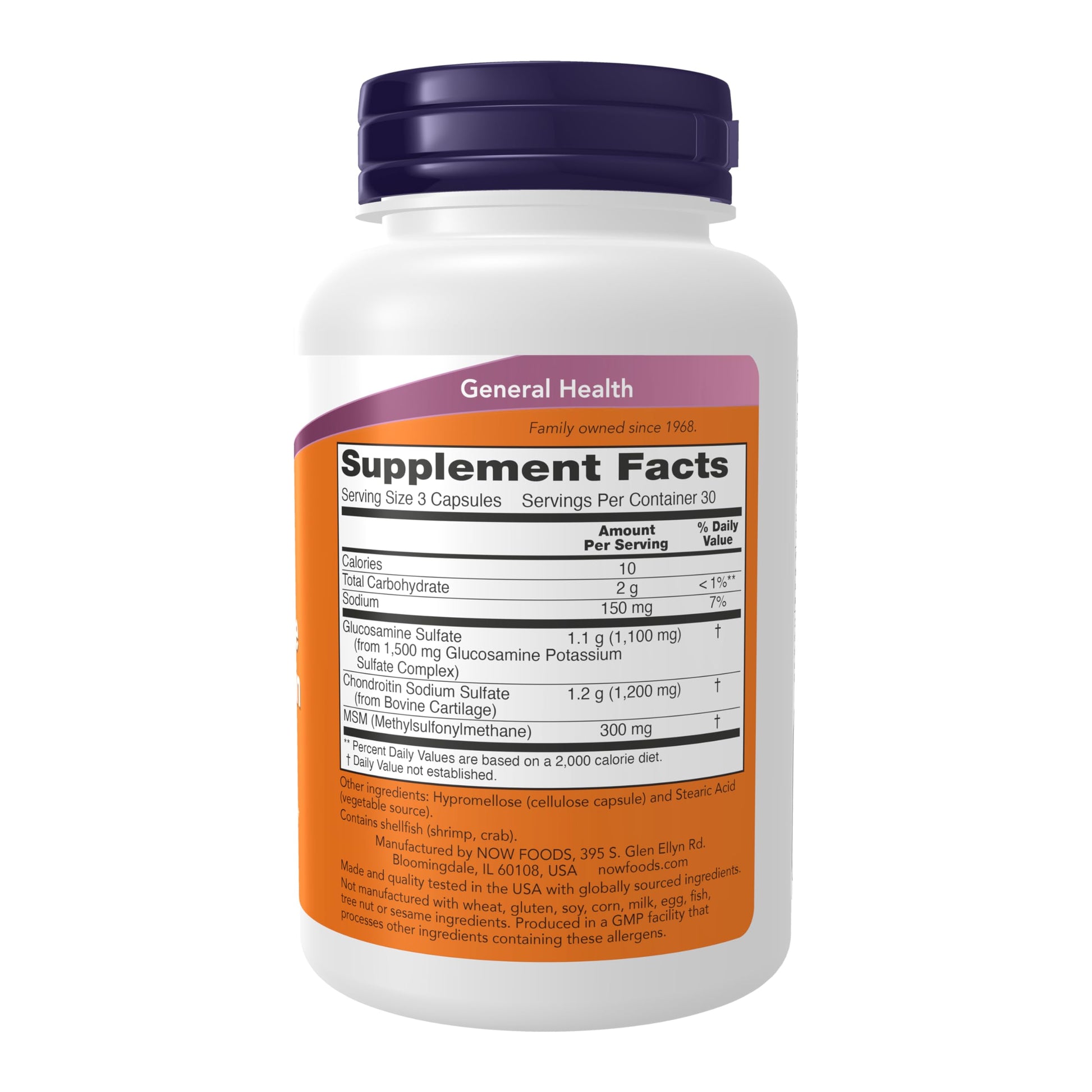 NOW Foods Supplements, Glucosamine & Chondroitin with MSM, Joint Health, Mobility and Comfort*, 180 Veg Capsules - Nirvana Guru