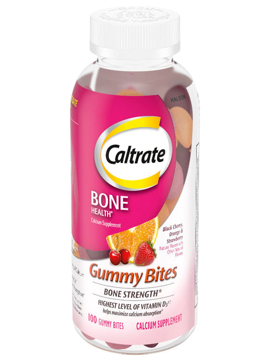 Caltrate Gummy Bites 500 mg Calcium and Vitamin D Supplement, Black Cherry, Strawberry, Orange - 100 Count Nirvana Guru