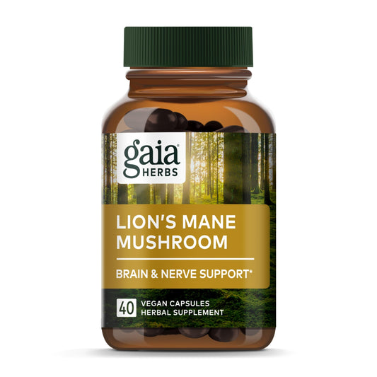 Gaia Herbs Lion’s Mane Mushroom - Brain & Nerve Health Support - 40 Vegan Capsules - Nirvana Guru