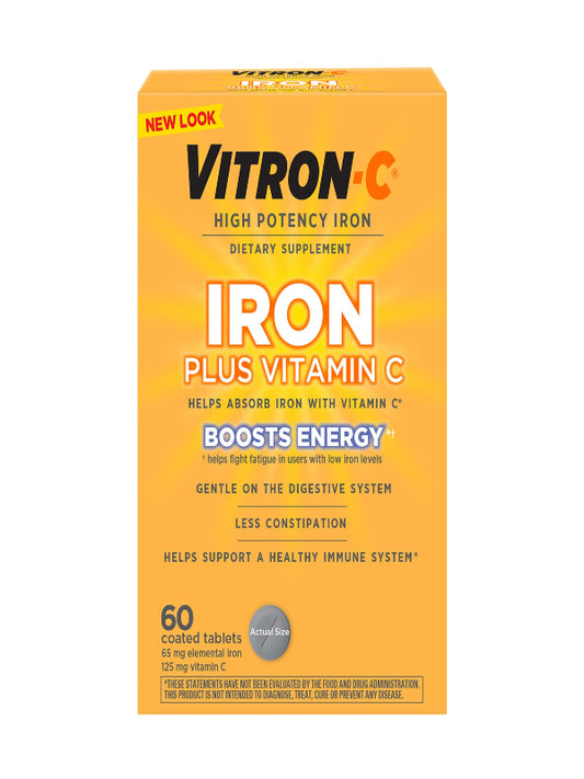 Vitron-C Iron Supplement, Immunity Support Iron Supplements with Vitamin C, Iron Pills for Immune Support, 60 Count Nirvana Guru