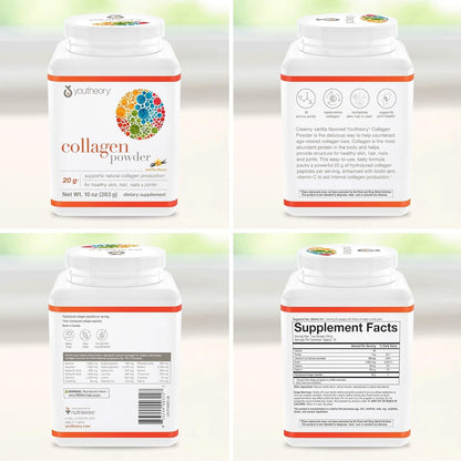 Youtheory Collagen Powder - Premium Collagen Supplement with Vitamin C & Biotin - Healthy Hair, Nails, Skin & Joints* - Hydrolyzed & Highly Absorbable - Dairy & Gluten Free - Unflavored - 10 oz - Nirvana Guru