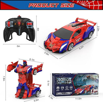 BLUEJAY Transform Rc Cars for Boys 4-7 8-12, 2.4Ghz Remote Control Car 1:18 Scale Transforming Robot, One-Button Deformation 360° Rotation Car Toy Gifts for Boys 3-5 nirvanaguru