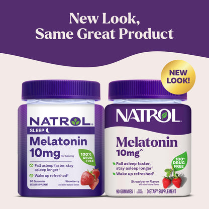 Natrol Melatonin Gummies, Sleep Support for Adults, Melatonin 10 mg, 140 Strawberry-Flavored, Up to 70 Days