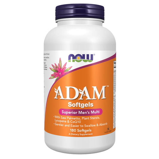 NOW Supplements, ADAM™ Men's Multivitamin with Saw Palmetto, Plant Sterols, Lycopene & CoQ10, 90 Softgels - Nirvana Guru