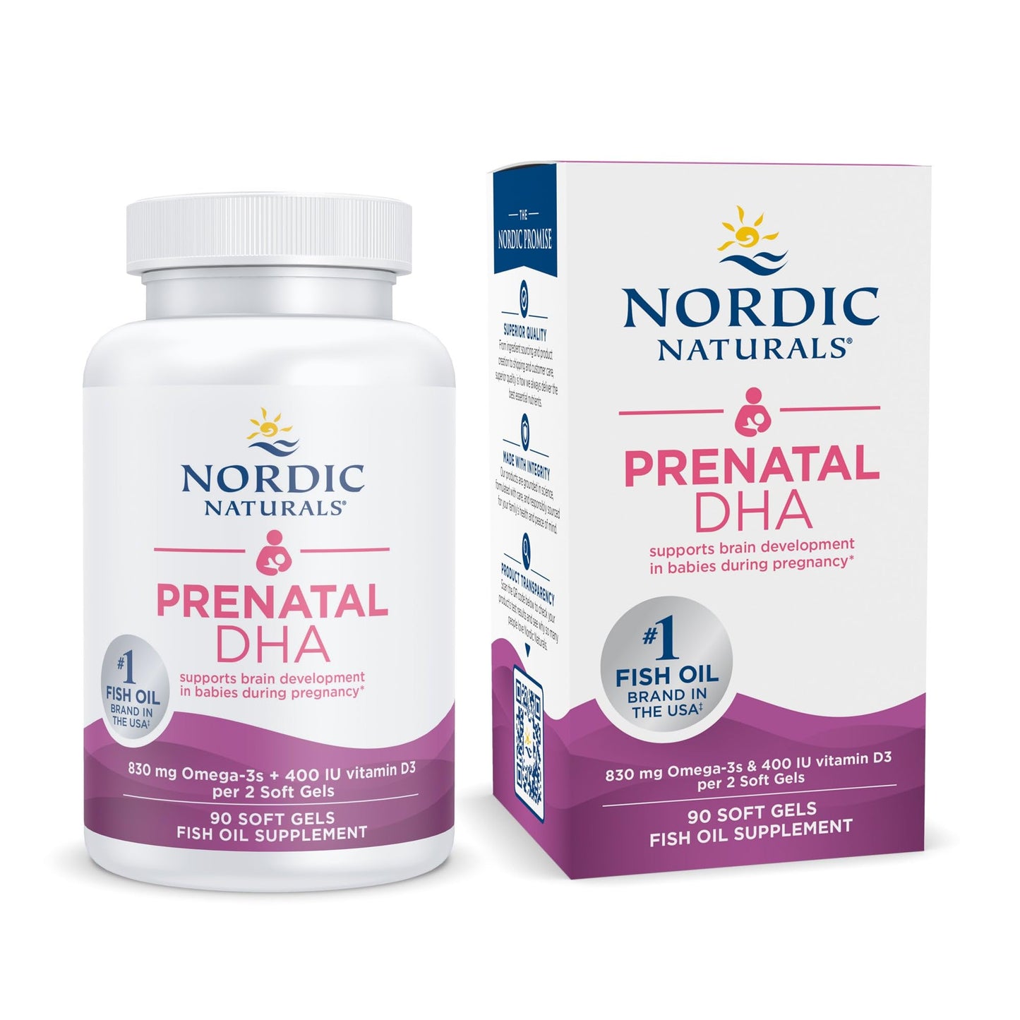 Nordic Naturals Prenatal DHA, Strawberry - 120 Soft Gels - 830 mg Omega-3 + 400 IU Vitamin D3 - Supports Brain Development in Babies During Pregnancy & Lactation - Non-GMO - 60 Servings - Nirvana Guru