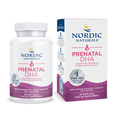 Nordic Naturals Prenatal DHA, Strawberry - 120 Soft Gels - 830 mg Omega-3 + 400 IU Vitamin D3 - Supports Brain Development in Babies During Pregnancy & Lactation - Non-GMO - 60 Servings - Nirvana Guru
