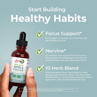 MaryRuth - USDA Organic Brain Nootropic Focus Supplement for Adults with Ginkgo Biloba & Astragalus | Focus & Adrenal Support | Brain and Memory Drops | Vegan | Non-GMO | Gluten Free | 30 Servings - Nirvana Guru