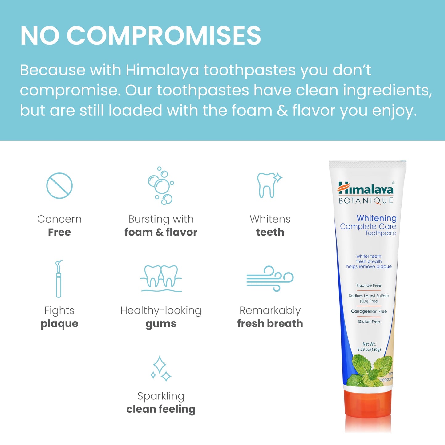 Himalaya Botanique Whitening Complete Care Toothpaste, Teeth Whitening, Fights Plaque, Fluoride Free, No Artificial Flavors, SLS Free, Cruelty Free, Foaming, Simply Mint Flavor, 5.29 Oz, 2 Pack - Nirvana Guru