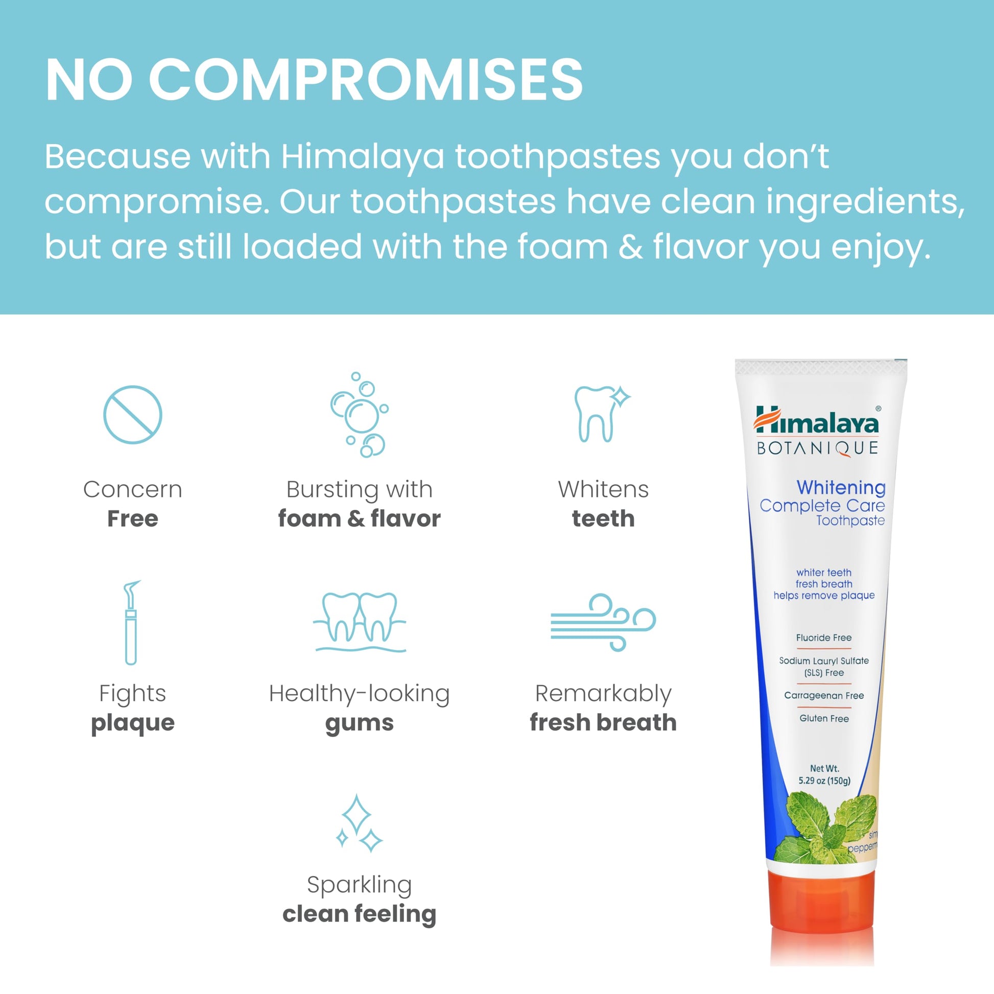 Himalaya Botanique Whitening Complete Care Toothpaste, Teeth Whitening, Fights Plaque, Fluoride Free, No Artificial Flavors, SLS Free, Cruelty Free, Foaming, Simply Mint Flavor, 5.29 Oz, 2 Pack - Nirvana Guru