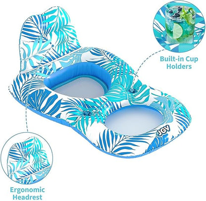 Pool Floats for Adults,Inflatable Chair Lounger Floaties with Drink Holder,Travel Pool Beach Lake Swim Inflatables Water Floating Rafts nirvanaguru