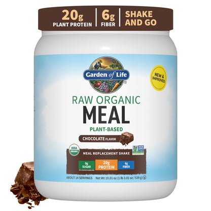 Garden of Life Meal Replacement Shakes, Vegan Raw Organic Protein Powder, Chocolate Protein Powder with Plant Based Pea Protein, Sprouts, Greens, Probiotics, Dairy Free 28 Servings - Nirvana Guru