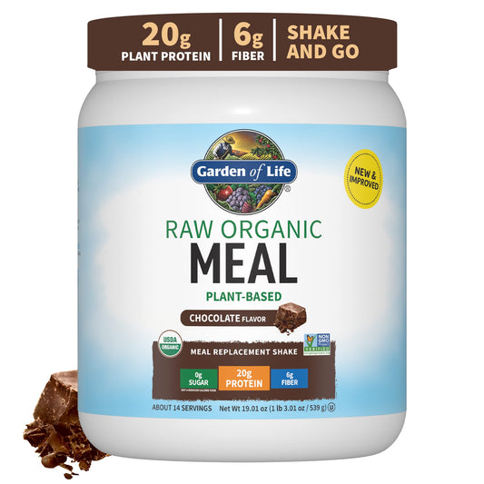 Garden of Life Meal Replacement Shakes, Vegan Raw Organic Protein Powder, Chocolate Protein Powder with Plant Based Pea Protein, Sprouts, Greens, Probiotics, Dairy Free 28 Servings - Nirvana Guru