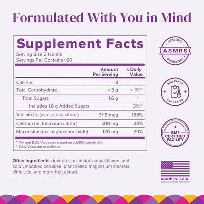 Barimelts Calcium Citrate with Vitamin D3 & Magnesium, 120 Smooth-Dissolving Tablets (1-Month Supply), Bariatric Calcium Supplements for Women, Natural Berry Flavor Nirvana Guru