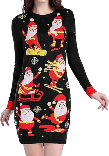 v28 Varied Ugly Christmas Sweater for Women Funny Reindeer Knit Sweaters Dress nirvanaguru