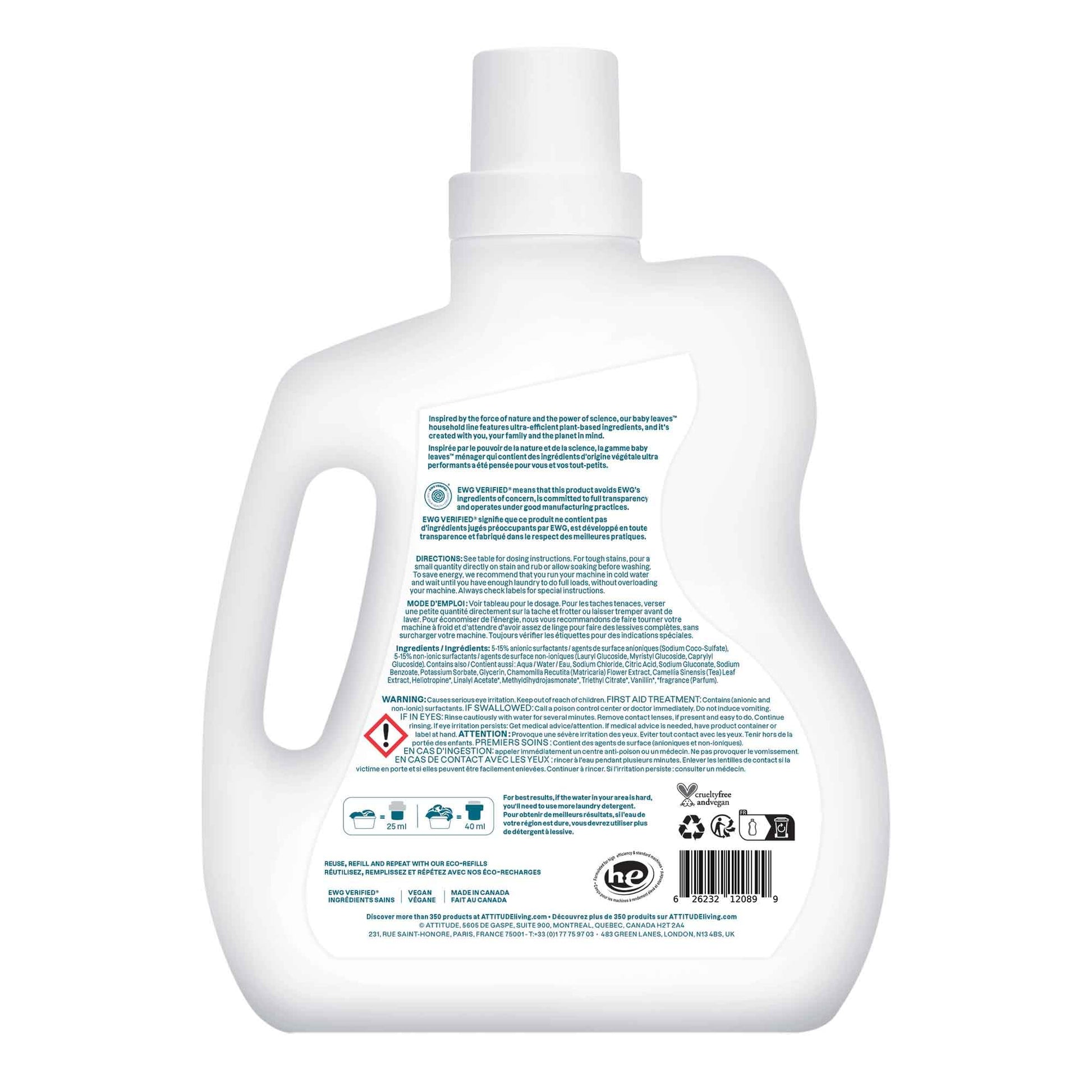 ATTITUDE Baby Laundry Detergent Liquid, EWG Verified, Safe for Baby Clothes, Infant and Newborn, Vegan and Naturally Derived Washing Soap, HE Compatible, Unscented, 80 Loads, 67.6 Fl Oz Nirvana Guru