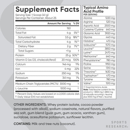 Sports Research Whey Protein - Sports Nutrition Whey Isolate Protein Powder for Lean Muscle Building & Workout Recovery - 5 lb Bag Bulk Protein Powder 25g per Serving - Dutch Chocolate, 56 Servings - Nirvana Guru
