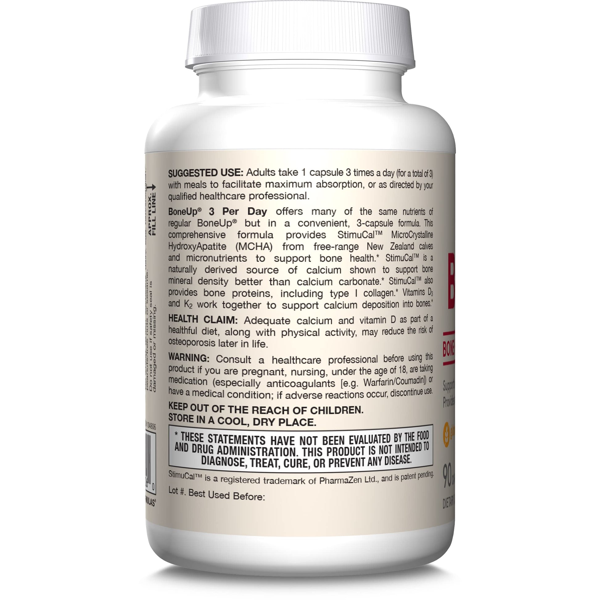 Jarrow Formulas BoneUp Three Per Day For Bone Support and Skeletal Nutrition, Includes Vitamin D3, K2 (as MK-7) and 1000 mg of Calcium Per Day, 180 Capsules, 60 Day Supply - Nirvana Guru