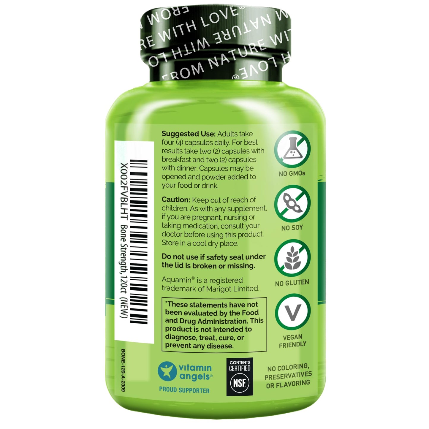 NATURELO Calcium Supplement - with Vitamin C, Vitamin D3, K2, and Calcium Magnesium Zinc for Bone Strength with Calcium 600mg - Plant-Based, 120 Vegetarian Capsules, Non-GMO, Soy & Gluten-Free Nirvana Guru