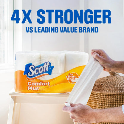 Scott ComfortPlus Toilet Paper, 12 Double Rolls, 231 Sheets per Roll, Septic-Safe, 1-Ply Toilet Tissue - Nirvana Guru