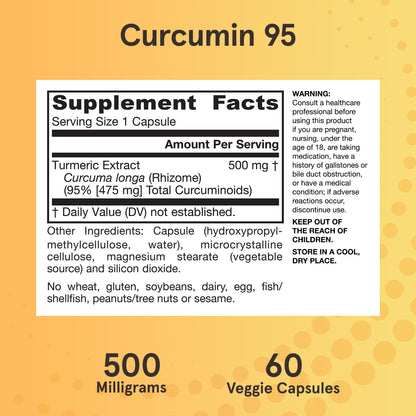 Jarrow Formulas Turmeric Curcumin Supplement - Curcumin 95, Turmeric Supplements, 500 mg for Antioxidant & Joint Support, 120 Capsules - Nirvana Guru