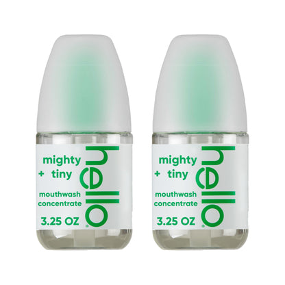 Hello Fresh Mint Mouthwash Concentrate, Alcohol Free for Bad Breath, Travel Size Mouthwash Made with Coconut Oil and Tea Tree Oil, Helps Freshen Breath, 2 Pack, 3.25 Oz Pump Bottles Nirvana Guru