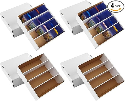 4 Pack Sports Card Boxes 3120 Count Cardboard Card Storage Box White Bulk Card Storage Baseball Card Boxes with 10 Dividers Sports Cards Storage Box for Card Game Baseball Card Storage Boxes nirvanaguru