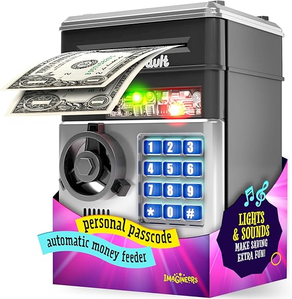 Piggy Bank for Kids - Electronic Money Saving Box w/Code- ATM Safe - Toy Coin Bank - Boys Toys for Age 3, 4, 5, 6, 7, 8, 9 - Birthday Gifts for 8, 9, 10, 11, 12 Year Old Boy and Girl nirvanaguru