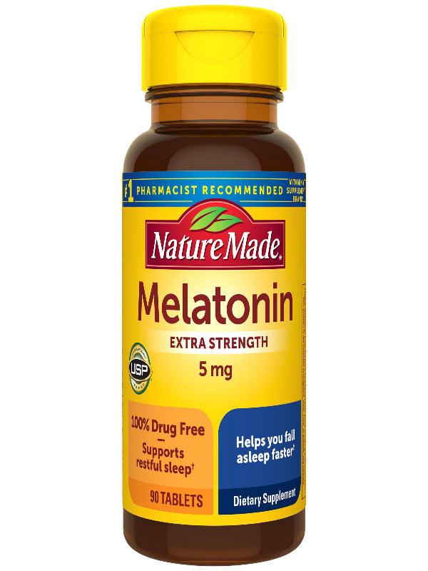 Nature Made Melatonin 5mg Tablets Extra Strength, 100% Drug Free Sleep Aid for Adults, 90 Tablets, 90 Day Supply Nirvana Guru