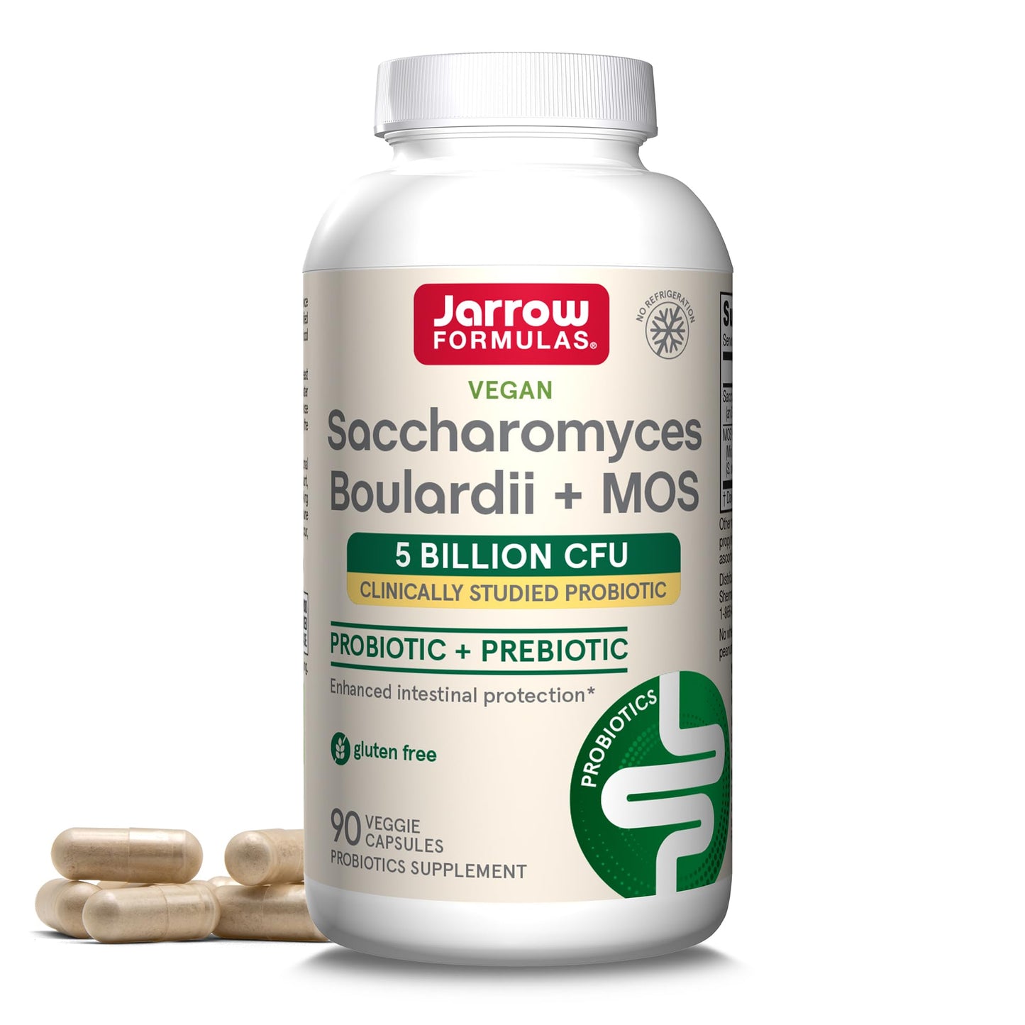Jarrow Formulas Saccharomyces Boulardii Probiotics + MOS 5 Billion CFU Probiotic Yeast for Intestinal Health Support, Gut Health Supplements for Women and Men, 180 Veggie Capsules, 180 Day Supply - Nirvana Guru