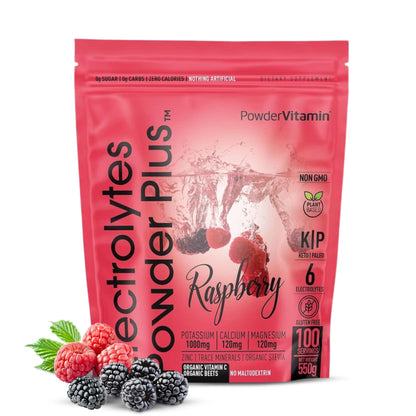 PowerVitamin Lemonade Electrolytes Powder No Sugar for Daily Energy - Keto Electrolytes - Hydration Powder with 1000mg Potassium, 120mg Calcium, Magnesium, Organic Vitamin C, 100 Servings
