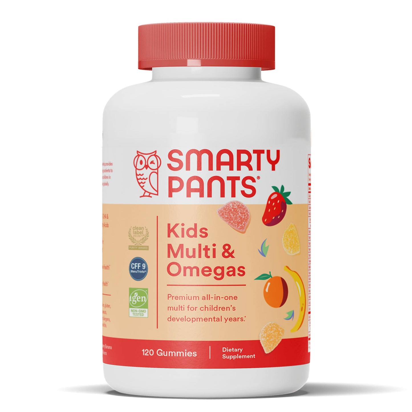 SmartyPants Kids Multivitamin Gummies - Improved Formula: Omega 3 (DHA/EPA), Vitamins D3, C, B12, B6, Vitamin A, K & Zinc, Gluten Free, Three Fruit Flavors, 60 Count (30 Day Supply)