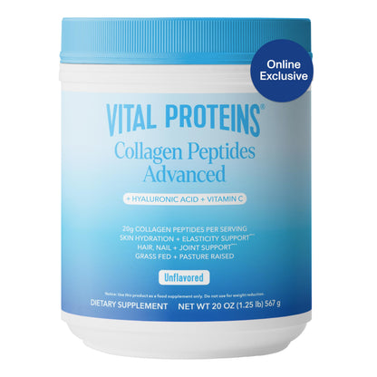 Vital Proteins Collagen Peptides Powder Advanced with Hyaluronic Acid & Vitamin C, Collagen Supplements, Unflavored, 13 Servings - Nirvana Guru