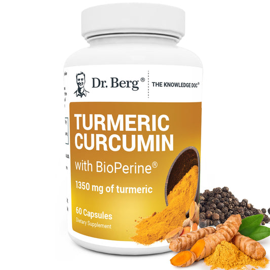 Dr. Berg (Only 2 Per Day) Turmeric Supplement with Black Pepper (BioPerine) - 1350 mg Turmeric Curcumin Supplement with 95% Curcuminoids – Turmeric Curcumin with Black Pepper – 60 Turmeric Capsules - Nirvana Guru